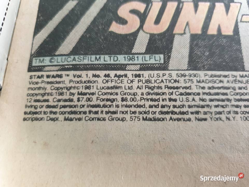 Star Wars oryginalny komiks USA 1981 Gdynia
