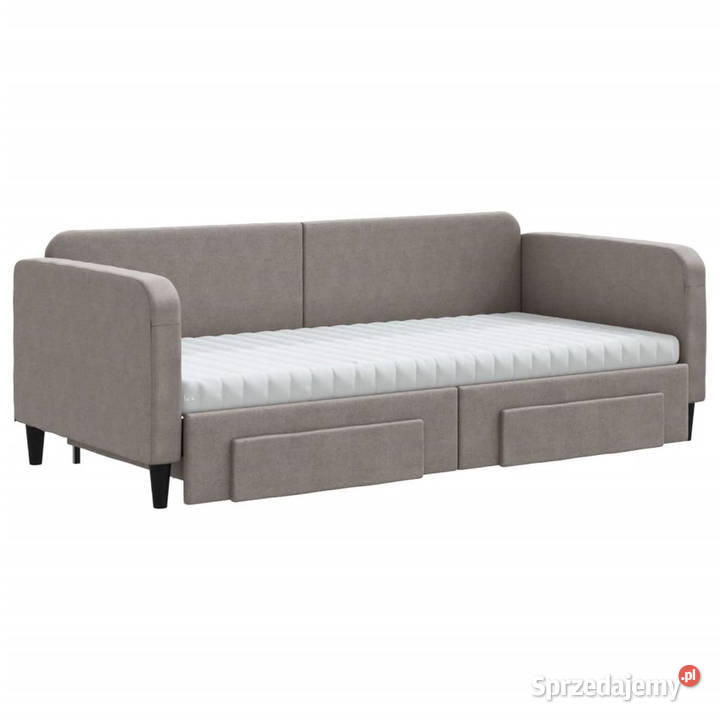 Sofa rozsuwana z szufladami taupe tkanina 90x200 Łóżka Warszawa