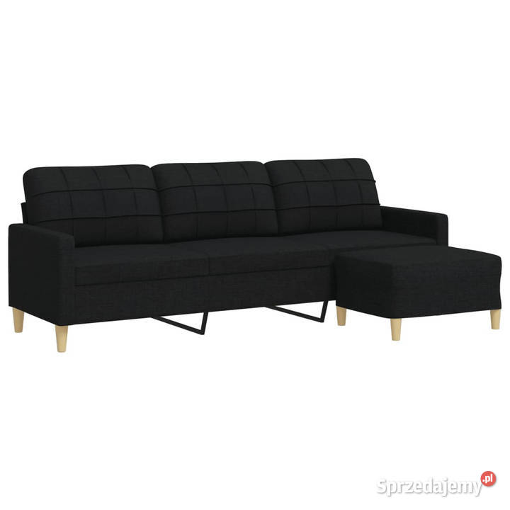 3osobowa sofa z podnóżkiem czarna 210 tkaniną Sofy i kanapy Dom i Ogród Warszawa