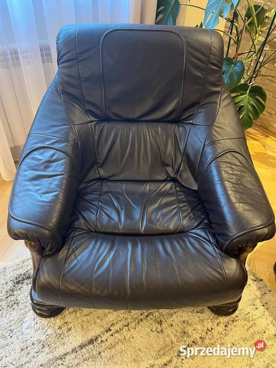 Komplet wypoczynkowy skórzany sofa 2 fotele ława