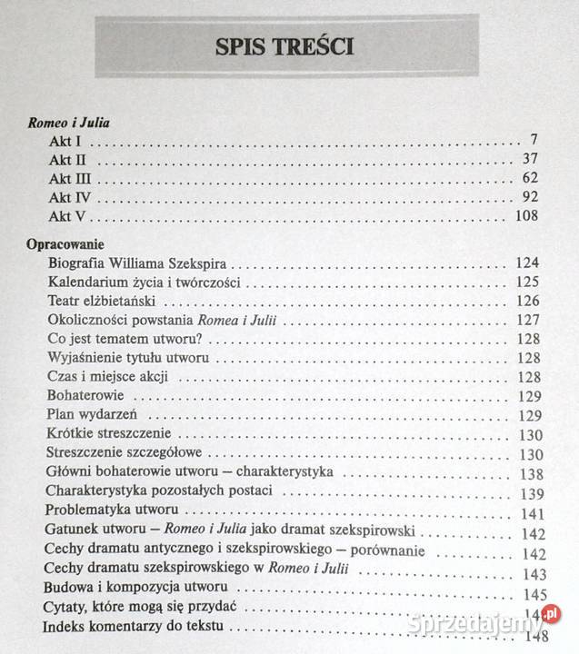 Romeo i Julia William Szekspir Lektura z Chełm sprzedam