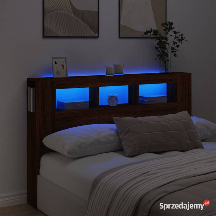 Wezgłowie łóżka z LED brązowy dąb 160x185x1035 mazowieckie Warszawa sprzedam