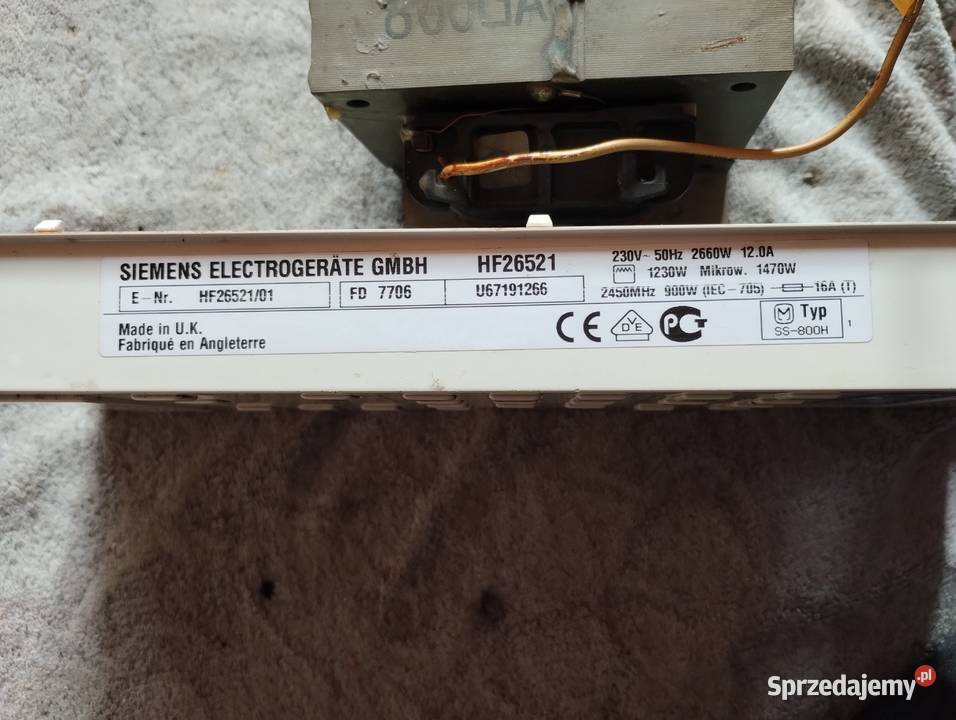 Mikrofalówka HF26521 Siemens układ sterujący Bydgoszcz