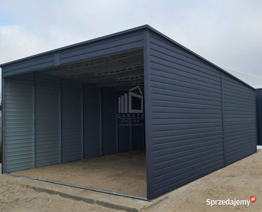 Garaż blaszany Carport 6x8m antracyt dach spad w samodzielny