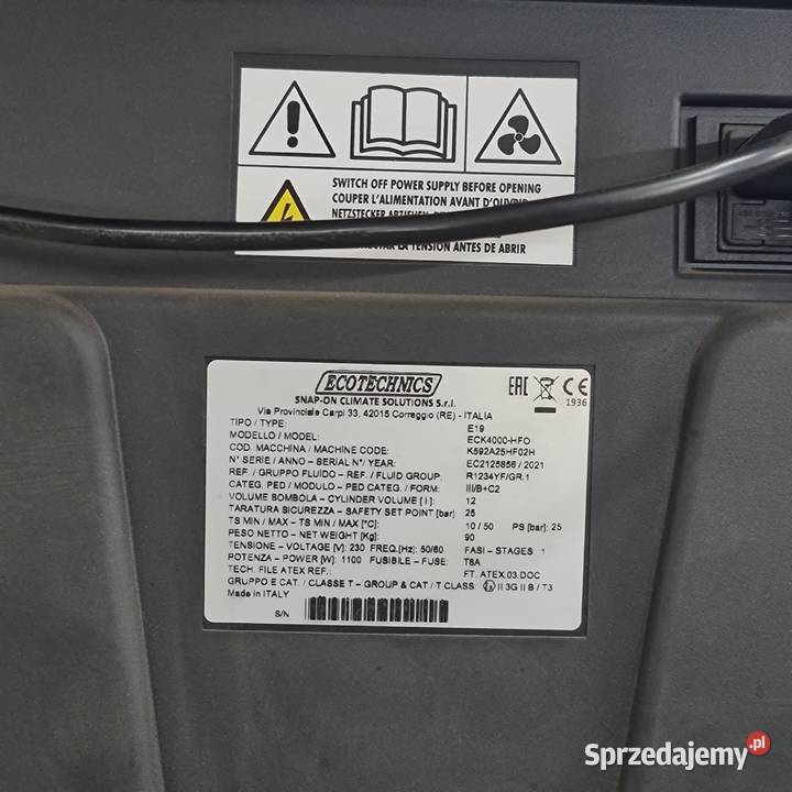 Stacja klimatyzacji Ecotechnics ECK 4000 HFO Rzeszów sprzedam