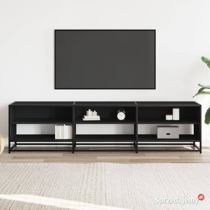 Szafka pod TV czarna 180x40x46 materiał Warszawa