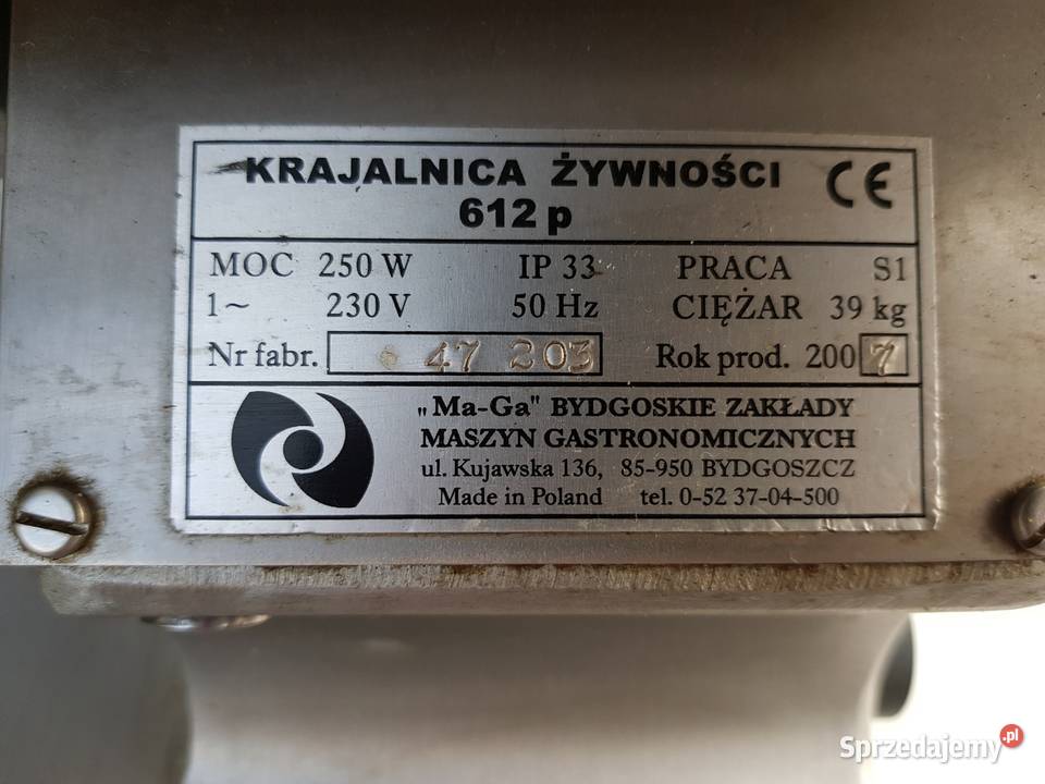 Krajalnica MaGa 612p 2007 r z ostrzałką śląskie Myszków