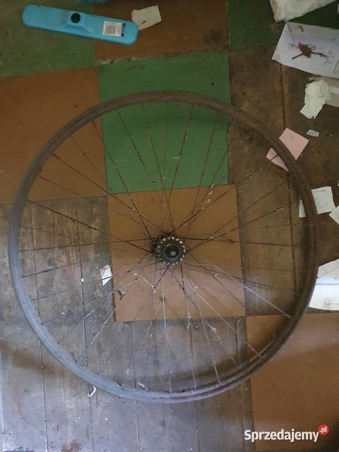 Zabytkowe koło rowerowe antyk stalowa obręcz