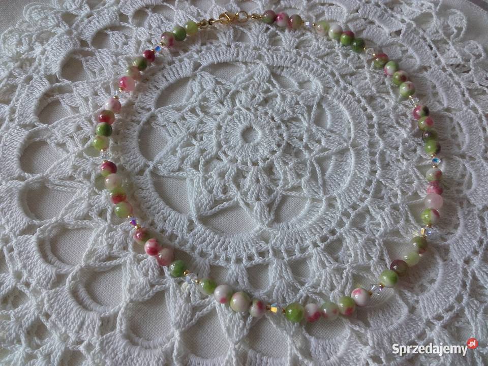 Naszyjnik jadeit kryształ swarovski