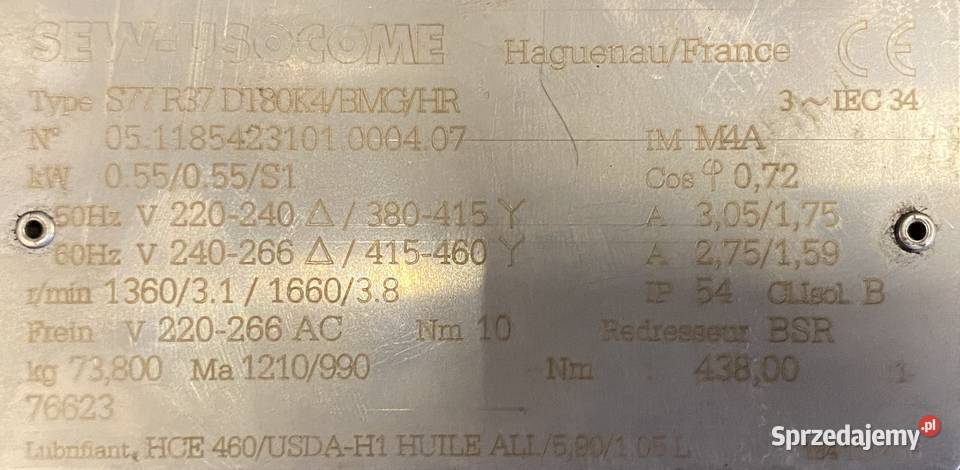 motoreduktor przekładnia 055kW 31obr 3fazowy Pigża