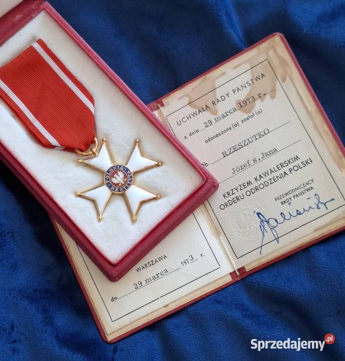 Krzyż kawalerski OOP dokument pudełko Kolekcje Wejherowo