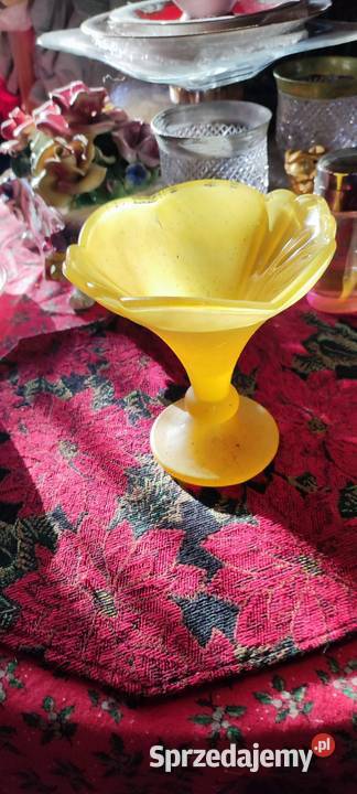 Duży puchar szkło kanelowane Wiedeń żółty dolnośląskie Wrocław