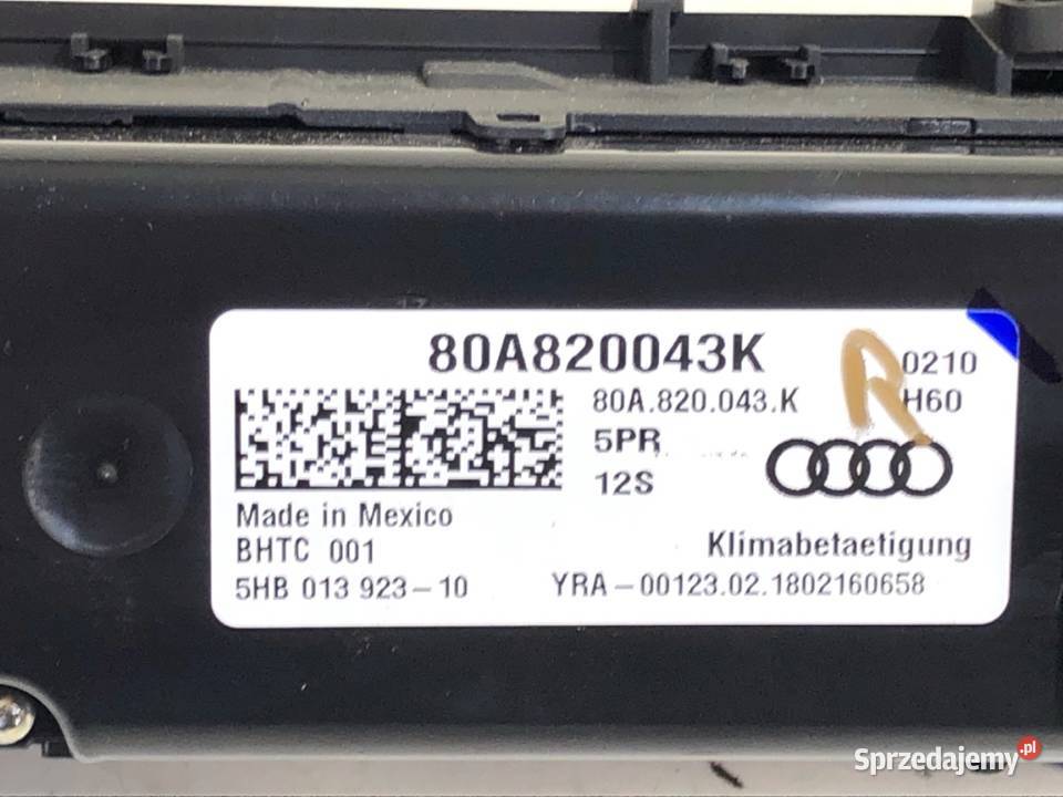 PANEL STEROWANIA NAWIEWU AUDI Q5 FY 80A820043K Części samochodowe