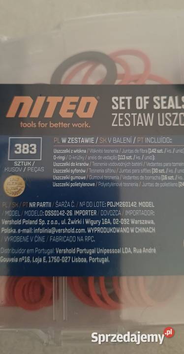 NITEO zestaw uszczelek 383 sztuki NOWE warmińsko-mazurskie Ełk