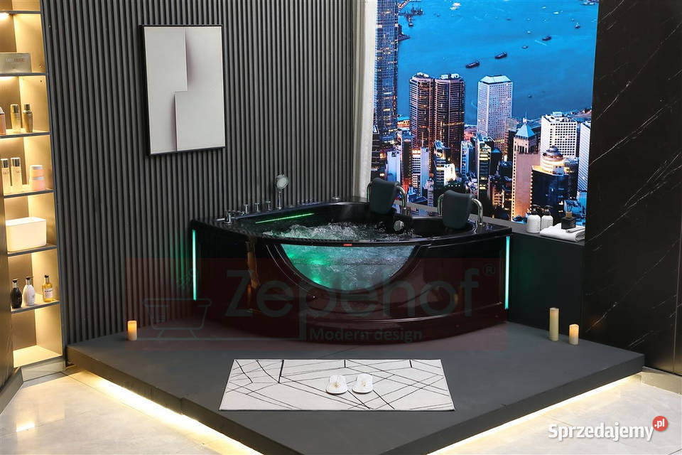 Wirujące dysze Czarna wanna z hydromasażem podlaskie Grabówka