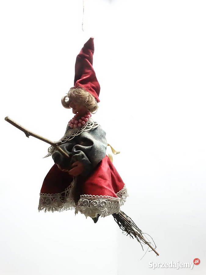 Duża Lalka Czarownica Baba Jaga Na Miotle
