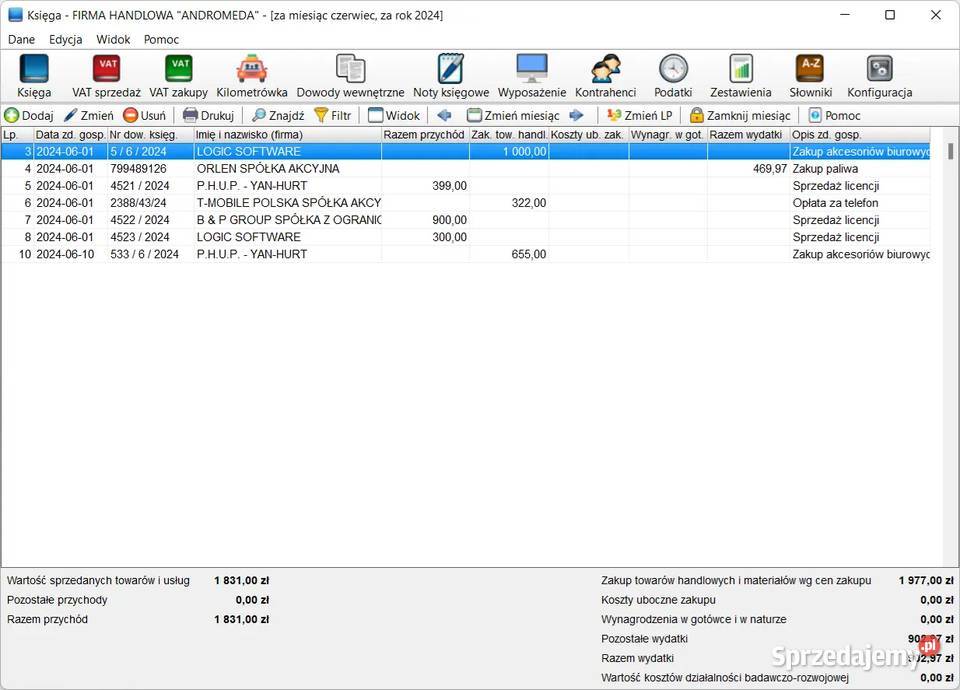 Księga przychodów i rozchodów brutto Oprogramowanie łódzkie