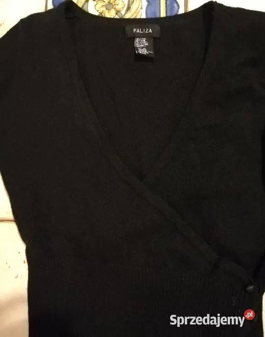 Czarny wełniany swtery w serek z guzikami Faliza Rozmiar 38(M) Swetry i golfy Moda i Styl Kraków