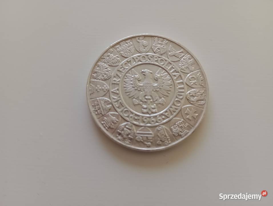 Moneta 100 1966r Mieszko i Dąbrówka Srebro wielkopolskie Mosina