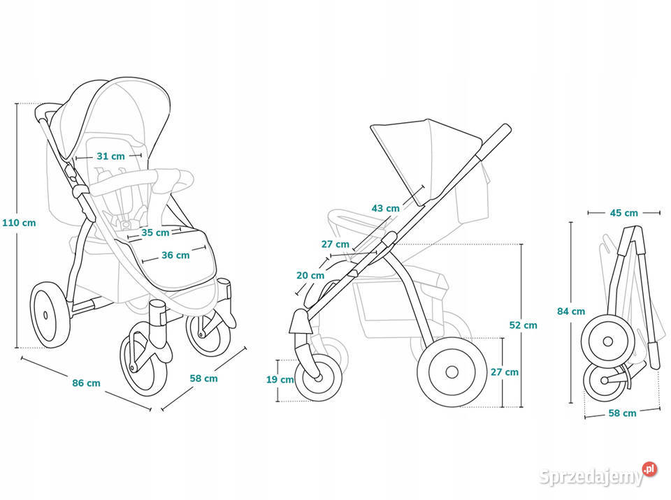 Wózek spacerowy spacerówka LIONELO ANNET czarny wielkopolskie Baranowo