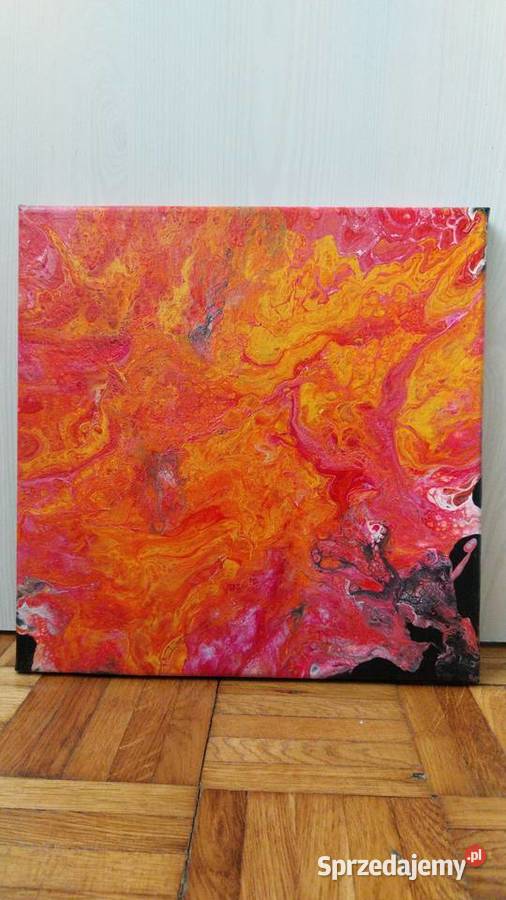 Zimny Ogień obraz pouring akrylowy 3030 199 Obrazki i obrazy mazowieckie