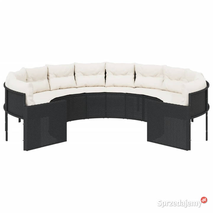 Sofa ogrodowa z poduszkami okrągła czarny rattan sprzedam