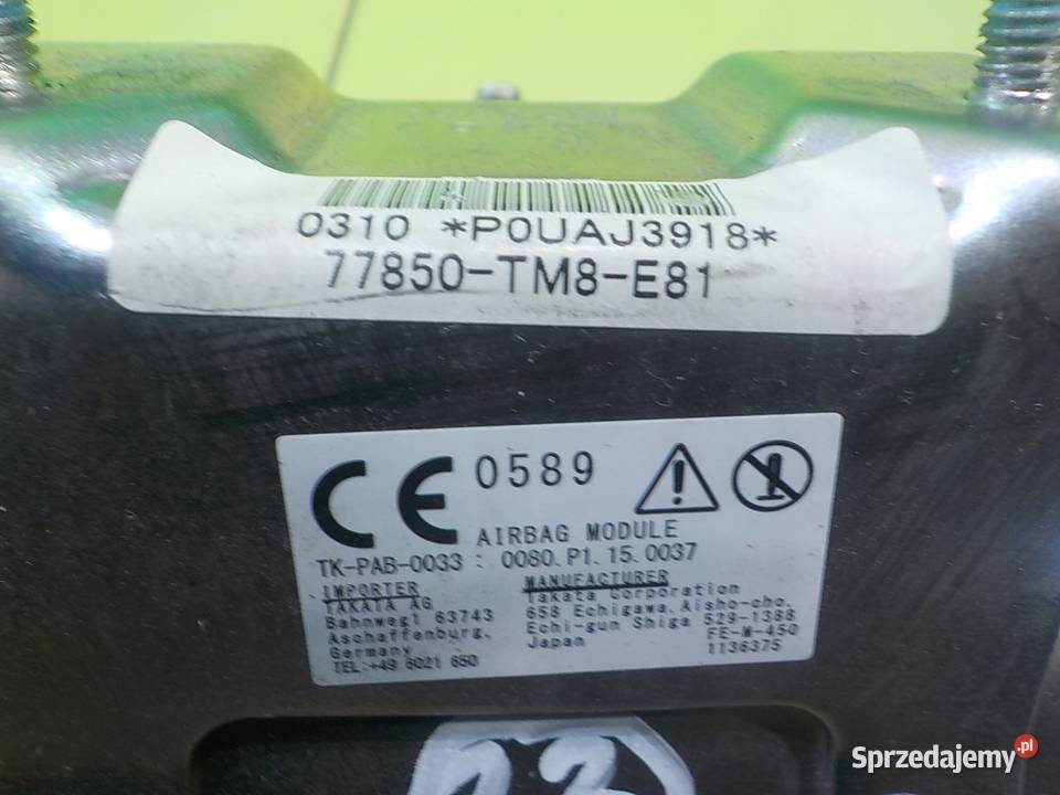 HONDA INSIGHT II 13 IMA 10r 5D AIRBAG poduszka Suków