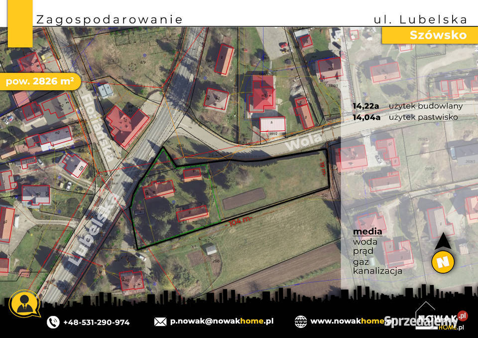 Szówsko Lubelska działka w centrum miejscowości
