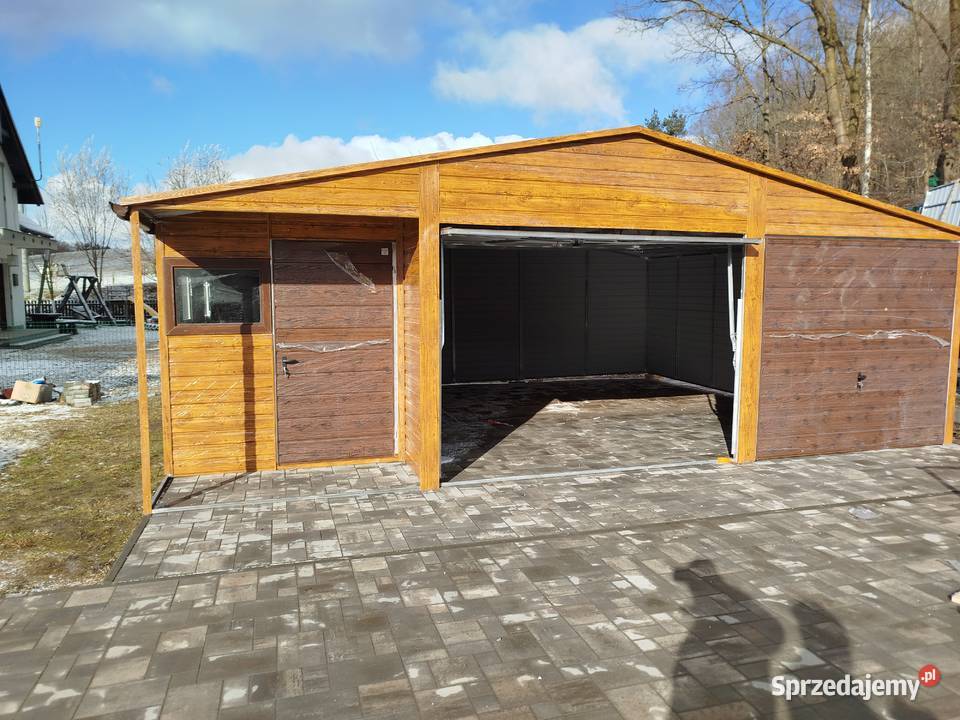 DUŻY Garaż Blaszany ZŁOTY DĄB OKNA Garaże Kamień Pomorski