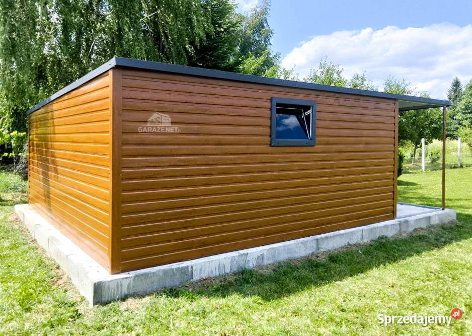 GARAŻ BLASZANY 6m x 5m SPAD W BOK WIATA DRZWI Łapanów