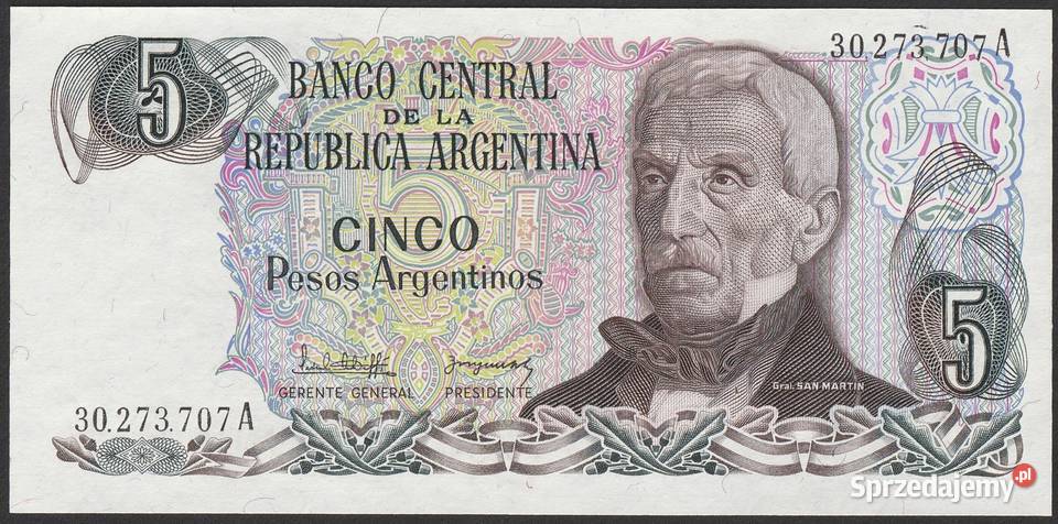 Argentyna 5 pesos 198384 stan bankowy UNC łódzkie Łódź
