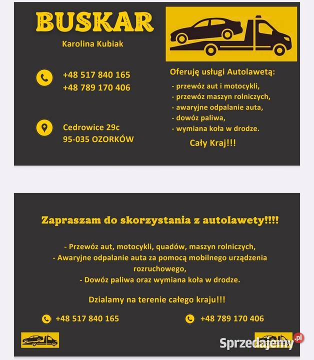 Laweta auto laweta Pomoc drogowa transport usługi moto