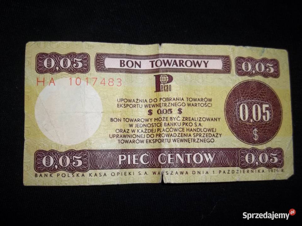 Polski Bon Towarowy 005010 020 centów 1979R sprzedam
