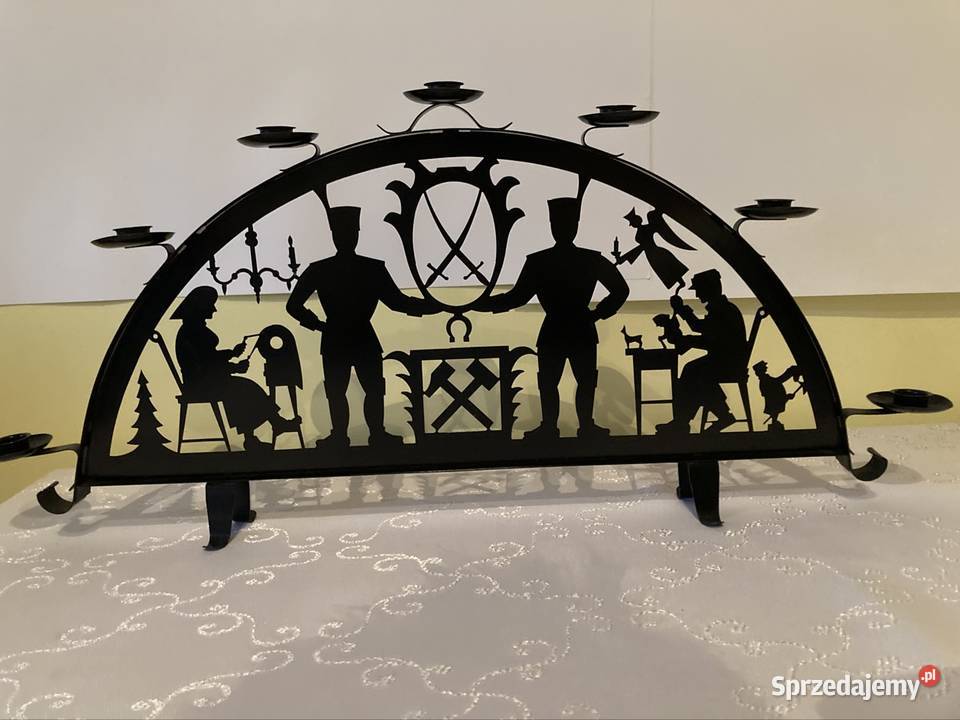 Świecznik Metalowy Łuk z Wizerunkiem Górnika Czerwionka-Leszczyny