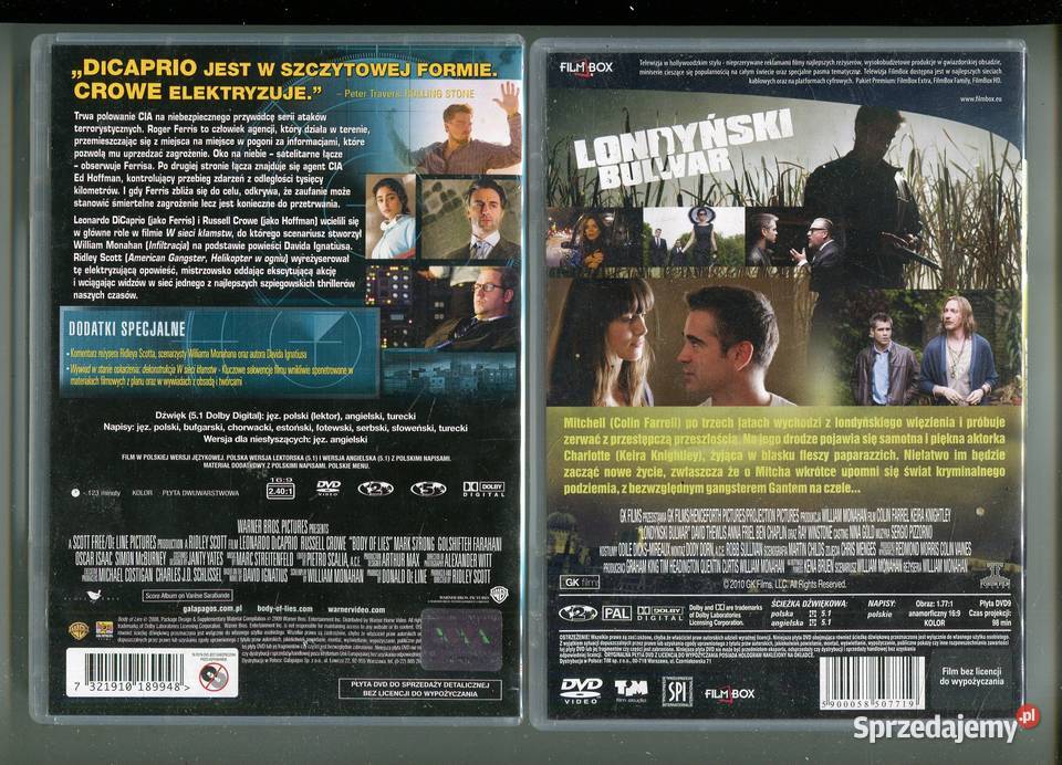 W sieci kłamstw Londyński bulwar 2 filmy DVD sprzedam