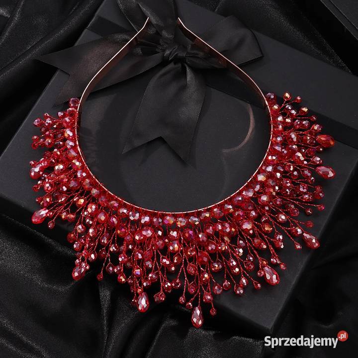 Opaska do włosów korona tiara cyrkonie koraliki Szczecin