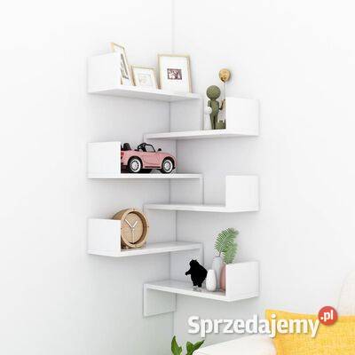 vidaXL Półki ścienne narożne 2 białe z połyskiem mazowieckie Warszawa