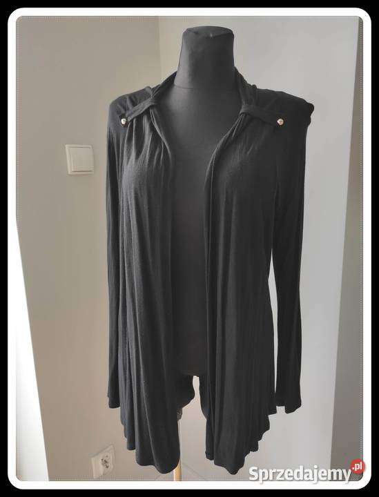 Lekki czarny sweterek narzutka kardigan 36 S