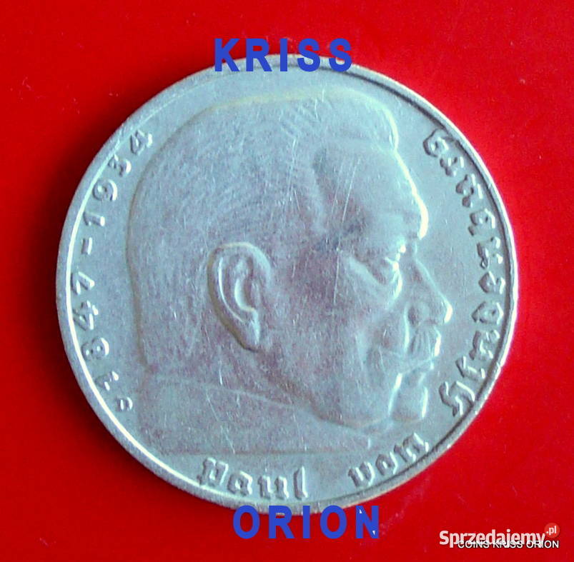 5 Marek Niemcy 1936r D Hindenburg Swastyka Katowice