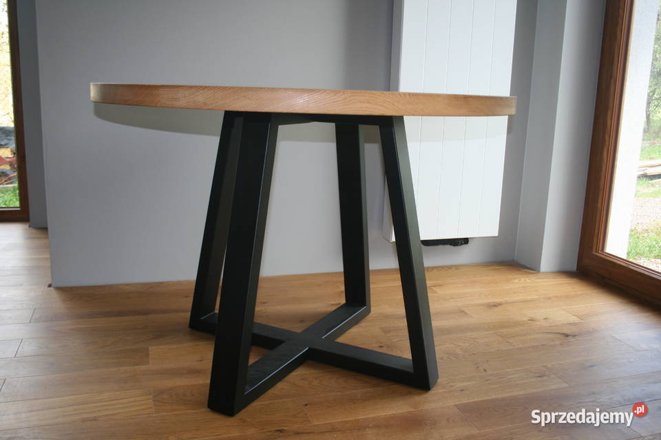 Stół okrągły dębowy lity dąb Loft Myślenice