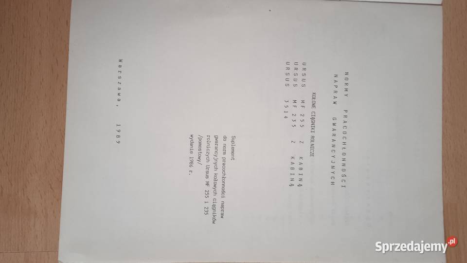 Katalog normy gwarancyjne MF 255 MF235 Ursus Lublin