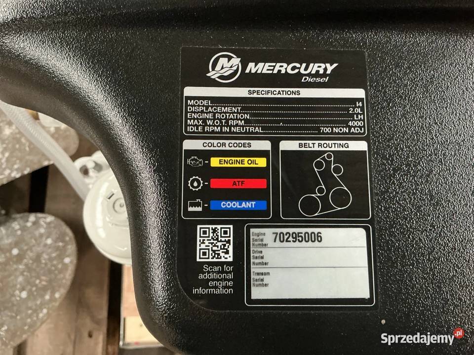 Nowy silnik Mercury Diesel 115 HP 20L Inboard Jeżów Sudecki