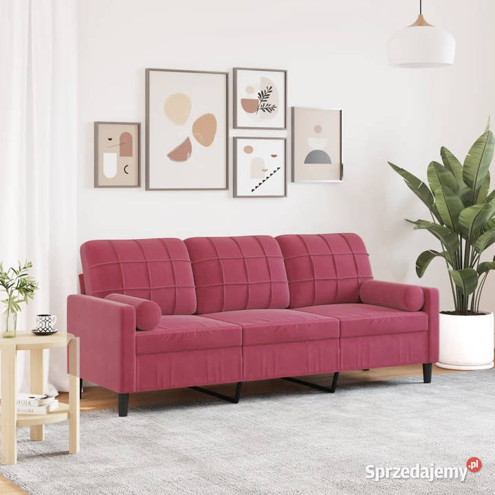 3osobowa sofa z poduszkami winna czerwień 180 Warszawa