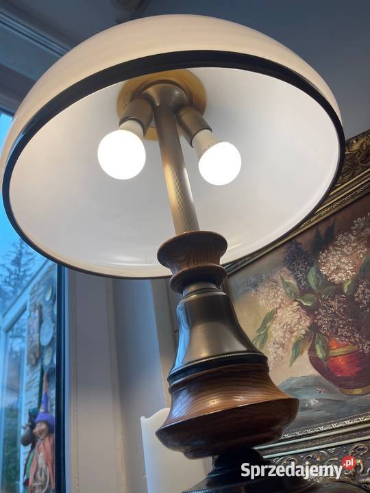 efektowna wielka lampa z mosiądzu porcelana Oświetlenie dolnośląskie Bystrzyca Kłodzka