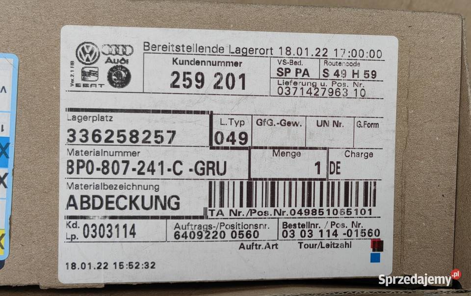 8P0807241C AUDI A3 ZAŚLEPKA ZDERZAKA PRZÓD Rożnów
