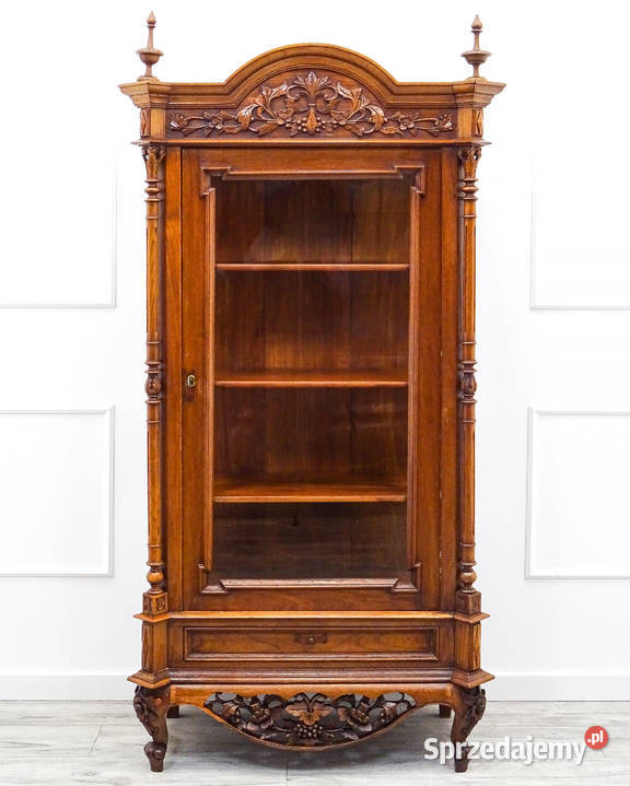 Serwantka WITRYNA orzechowa nóżki BIBLIOTECZKA 91cm Kalisz