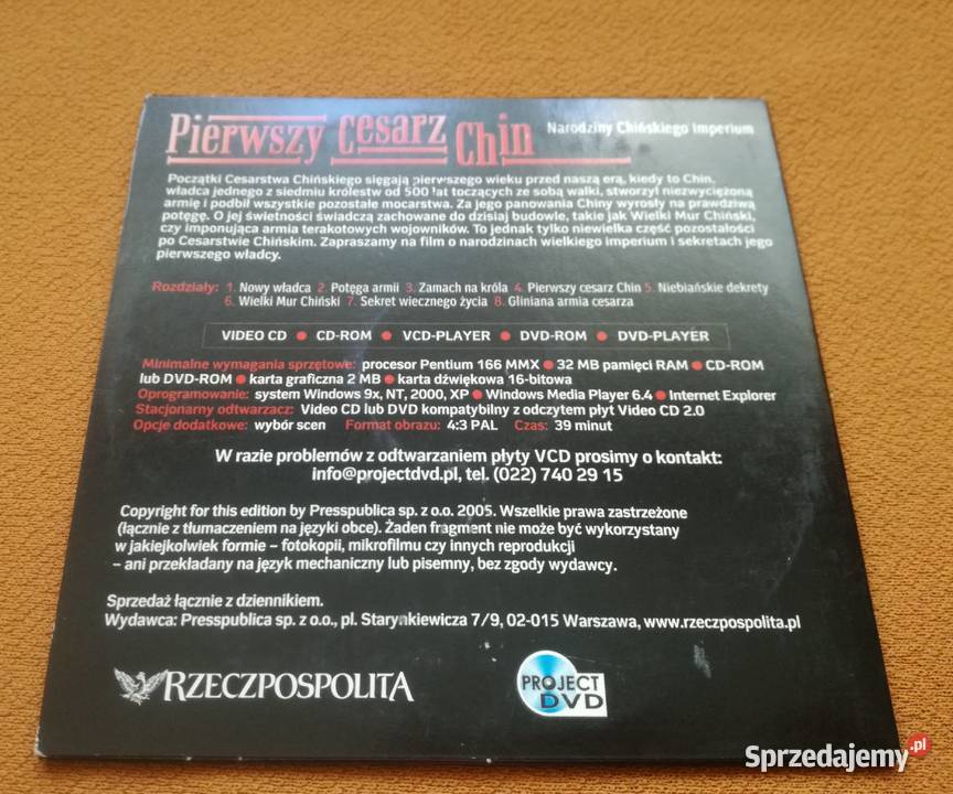 Pierwszy Cesarz Chin płyta dvd DVD łódzkie