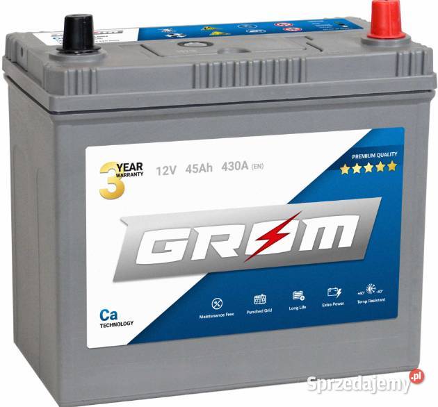 Akumulator Grom Premium 45Ah390A Japan Prawy osobowe Części samochodowe mazowieckie