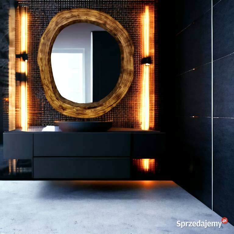 Okrągłe lustro łazienkowe nowoczesne drewniane Rzeszów sprzedam