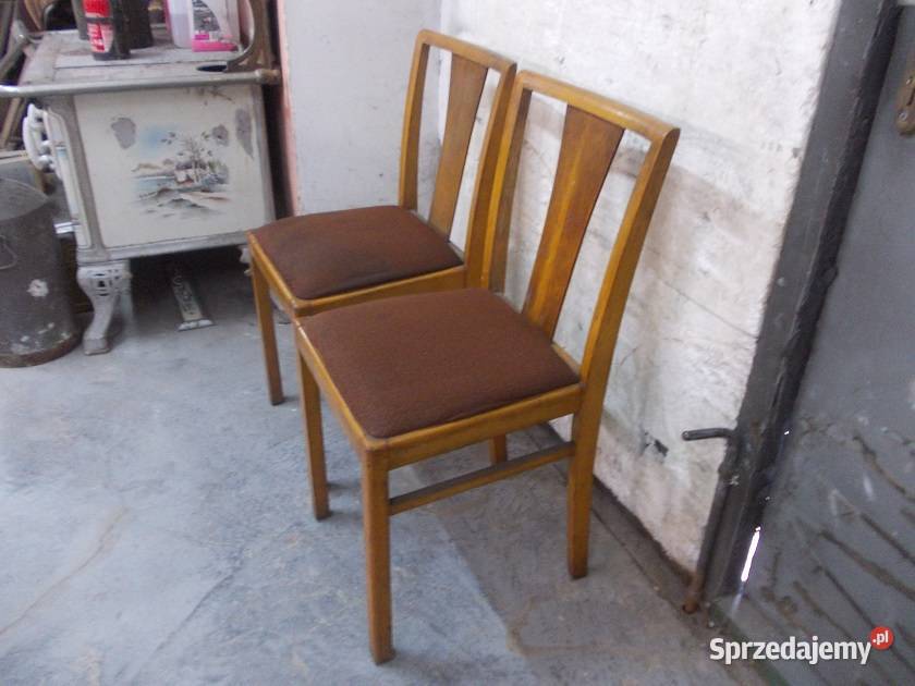 Stare drewniane krzesła PRL vintage Bielsko-Biała